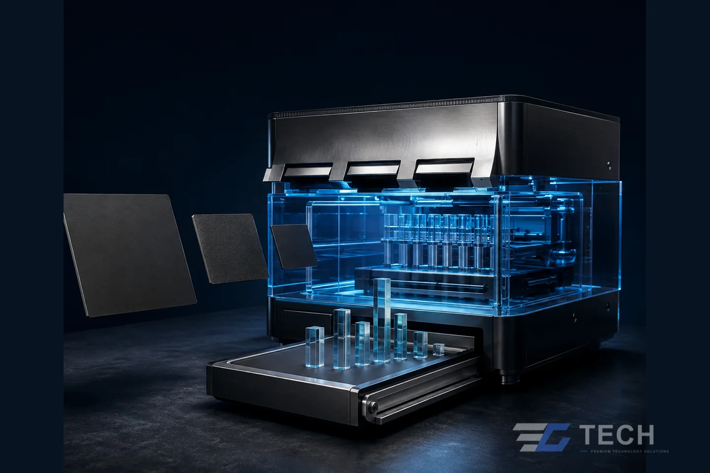 Data, Analytics & BI represented by an original EC TECH technology-system composition. Concept illustration only; not a client installation or claimed result.
